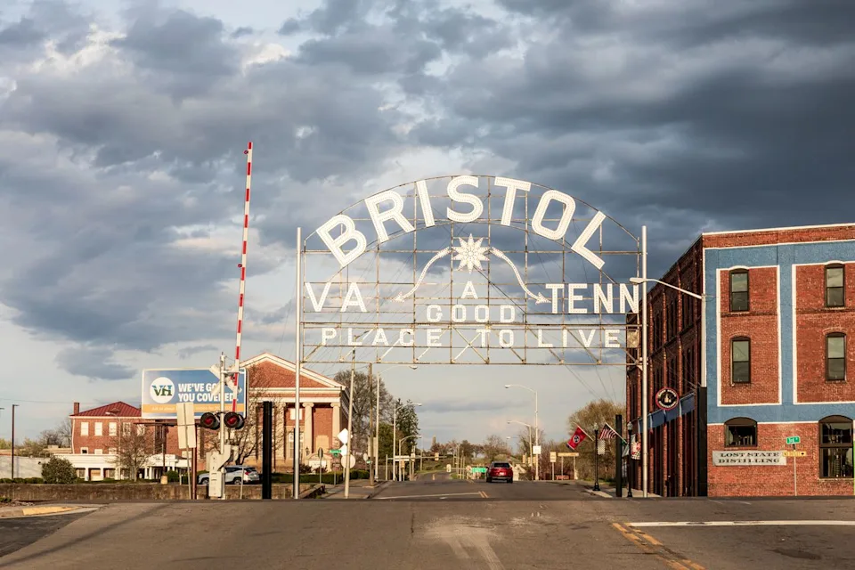 J. Michael Jones/Adobe Stock The slogan sign for Bristol, Tennessee.