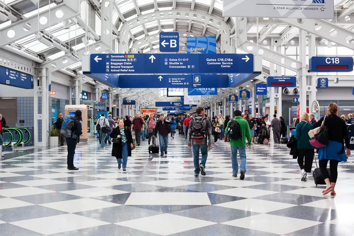 Travelers in an airport.