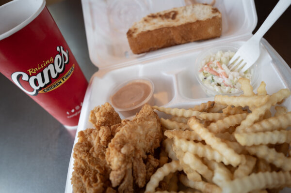 Chicken is served at a Raising Cane's restaurant on June 30, 2025 in Chicago, Illinois. Raising Cane’s overtook KFC to become the nation's third-largest chicken chain behind Chick-fil-A and Popeyes.