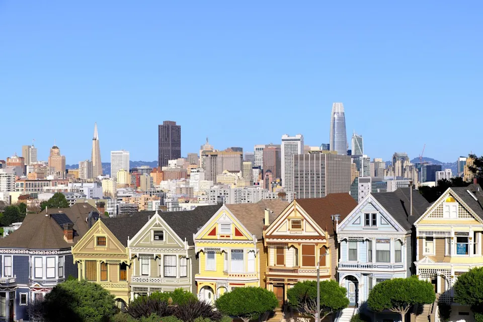 A view of an iconic San Francisco landmark: The Painted Ladies. (Photo by: Andia/Universal Images Group via Getty Images)