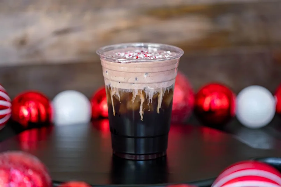 David Nguyen//Disneyland Resort A festive drink being sold during Disneyland's Christmas celebration.