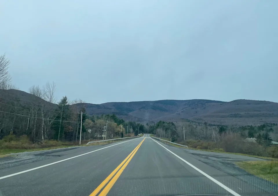 An empty road in the Catskill Mountains.