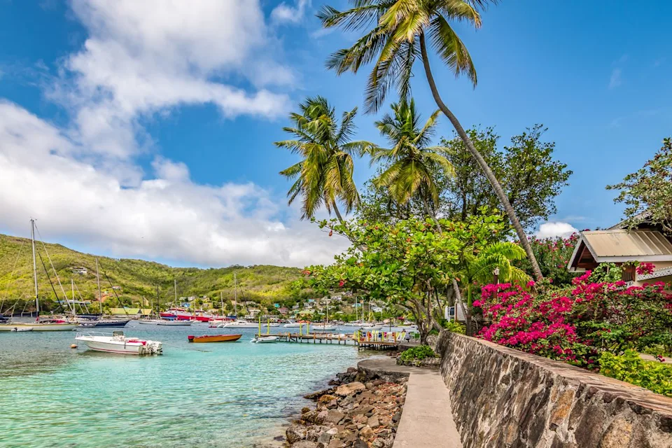 NANCY PAUWELS / Getty Images Walkway around Port Elizabeth on Bequia.