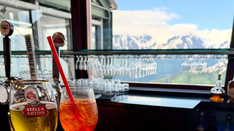 The view at Seven Glaciers Restaurant in Girdwood, Alaska.