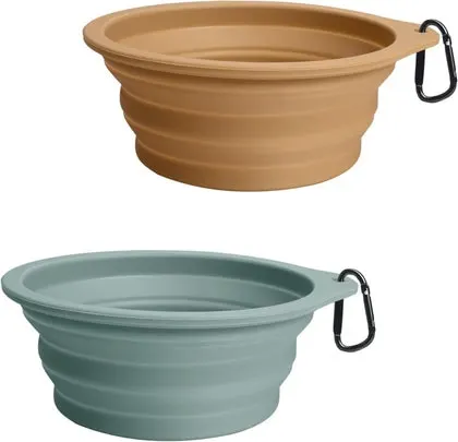 A set of two collapsible pet bowls
