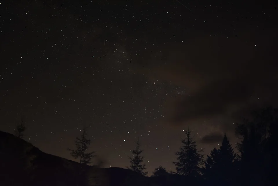 Stars across the night sky in the Catskill Mountains.