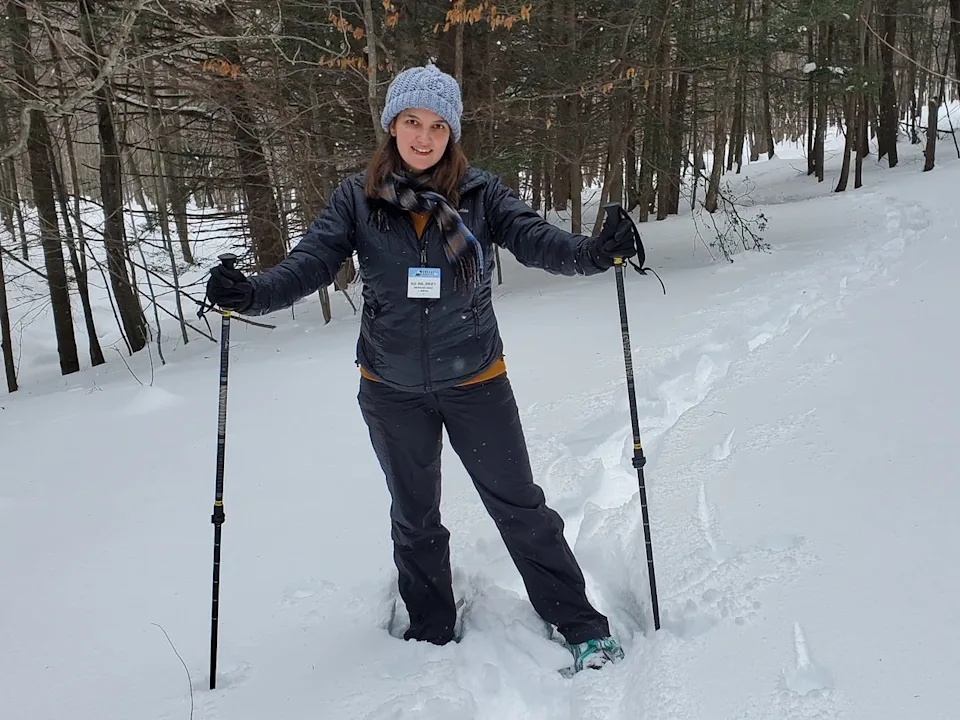 Snowshoeing in the mountains.