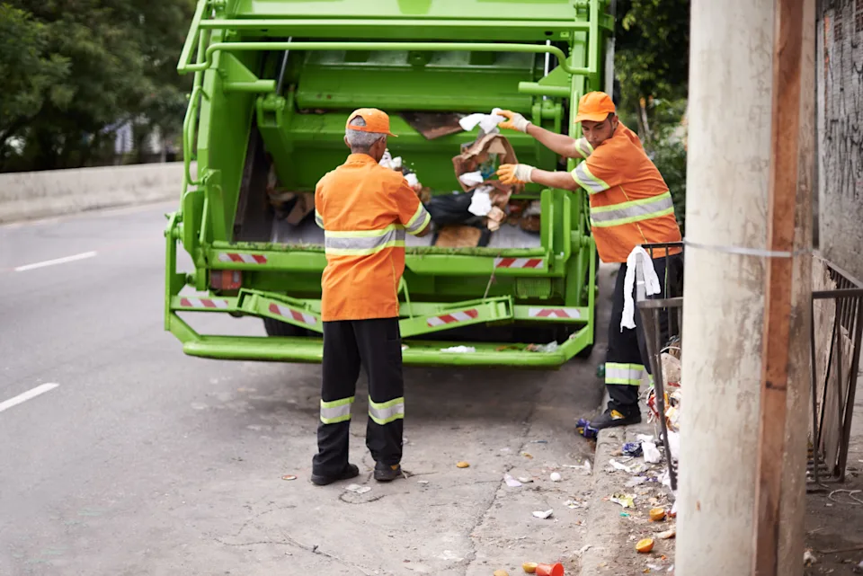 Trash collectors in New York City.
