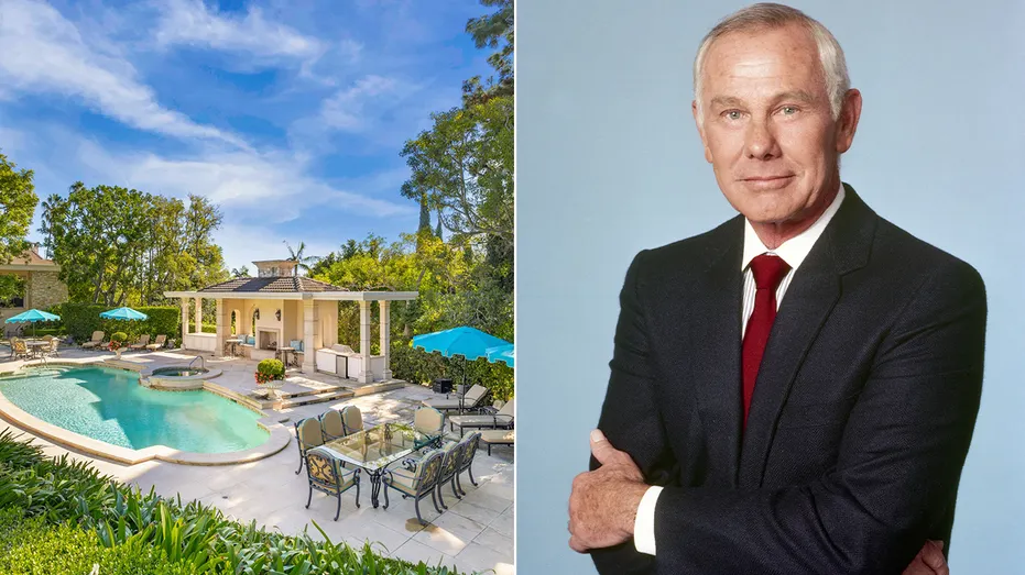 A split of the home's pool and Johnny Carson.